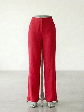 Women's ZARA High-Rise Wide-Leg Pants - Red